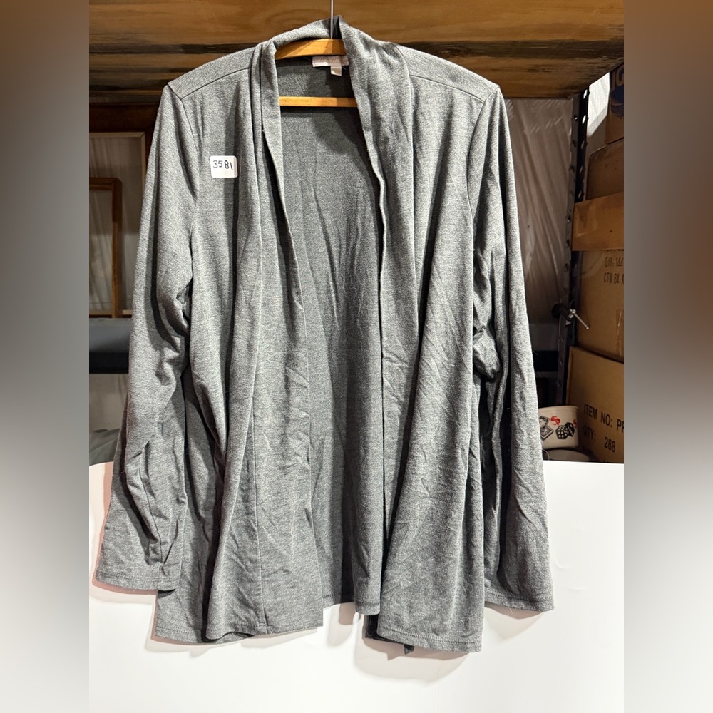 #3581-Women's Open-Front Gray Cardigan Sweater